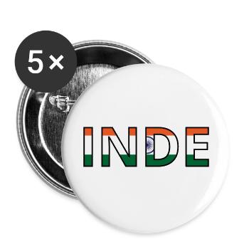 Drapeau Inde - Lot de 5 grands badges (56 mm) - blanc - Devant