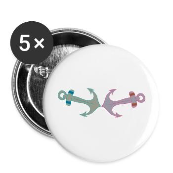 Ancre rétro Vintage Ahoy Seafarers Maritime - Lot de 5 grands badges (56 mm) - blanc - Devant