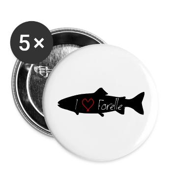 I love Forelle schwarz - Buttons groß 56 mm (5er Pack) - Weiß - Vorne