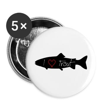 I loveTrout black - Buttons groß 56 mm (5er Pack) - Weiß - Vorne