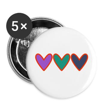 HEART. HEARTS. VALENTINE'S DAY. LOVE. LOVE. COUPLE. - Buttons large 2.2''/56 mm (5-pack) - white - Front