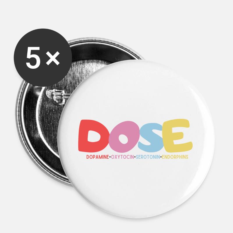 DOSE-Dopamine•Oxytocin•Serotonin•Endorphins - Buttons large 2.2''/56 mm (5-pack) - white