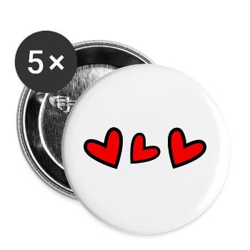 HERZ - Buttons groß 56 mm (5er Pack) - Weiß - Vorne