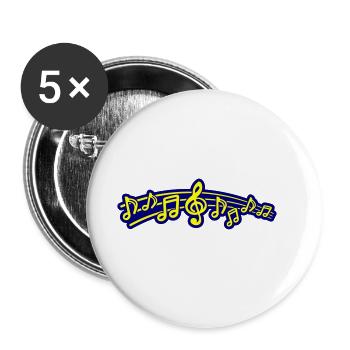 Musiknoten Symbol Musik - Buttons groß 56 mm (5er Pack) - Weiß - Vorne