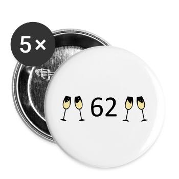62.Geburtstag 62 Jahre Jubiläum 62 Zahl 62 schwarz - Buttons groß 56 mm (5er Pack) - Weiß - Vorne