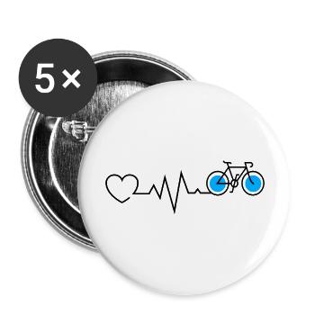Herzschlag Fahrrad Radsport - Buttons groß 56 mm (5er Pack) - Weiß - Vorne