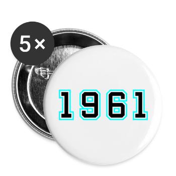 1961 Year Birthday - Buttons large 2.2''/56 mm (5-pack) - white - Front