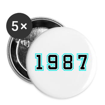 1987 Year Birthday - Buttons large 2.2''/56 mm (5-pack) - white - Front