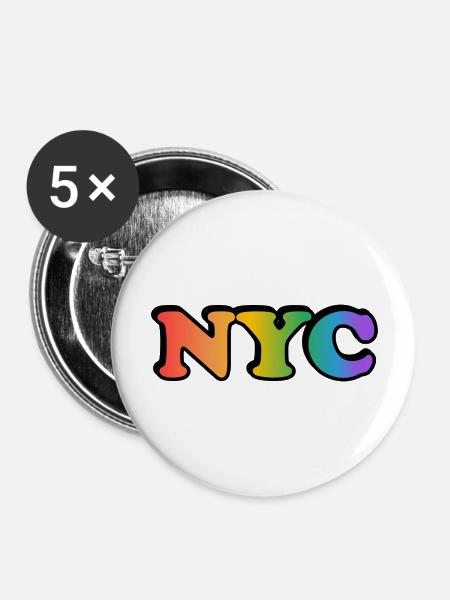 Schwules NYC - Buttons groß 56 mm (5er Pack) - Weiß