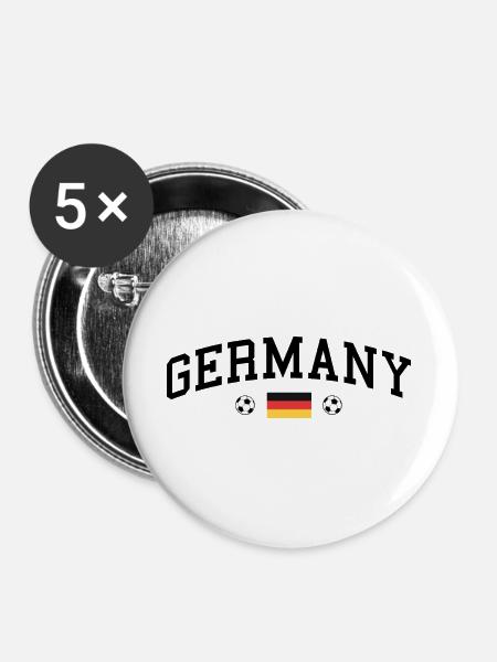 Germany mit Flagge - Buttons groß 56 mm (5er Pack) - Weiß
