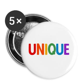 Lgbt. Einzigartig - Buttons groß 56 mm (5er Pack) - Weiß - Vorne