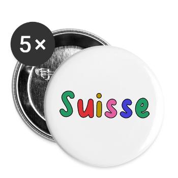 SUISSE. PAYS. GENEVE. HUMOUR. DRAPEAU - Lot de 5 grands badges (56 mm) - blanc - Devant