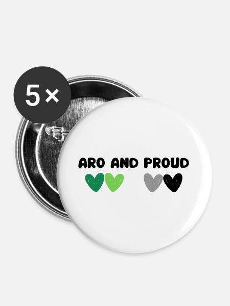 Aromantisch und stolz - Buttons groß 56 mm (5er Pack) - Weiß