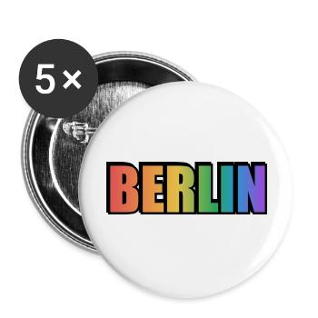 Schwules Berlin - Buttons groß 56 mm (5er Pack) - Weiß - Vorne