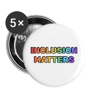 Inklusion ist wichtig Regenbogen LGBT Pride - Buttons groß 56 mm (5er Pack) - Weiß - Vorne