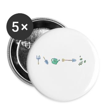 Garten Pflanzen Gartenarbeit Beet - Buttons groß 56 mm (5er Pack) - Weiß - Vorne