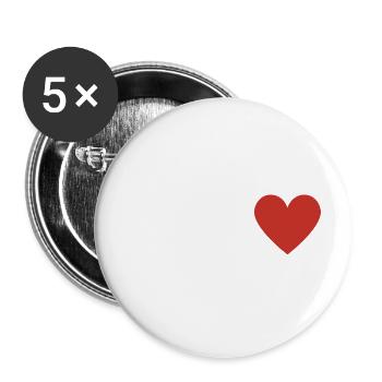 Buchstabe w Rotes Herz - Buttons groß 56 mm (5er Pack) - Weiß - Vorne