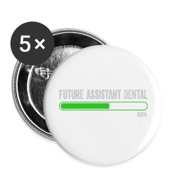Future Vintage Retro Assistentin Zahnarztpraxis - Buttons groß 56 mm (5er Pack) - Weiß - Vorne