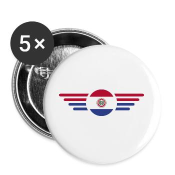 J’aime le Paraguay, T-shirt design de style élégance - Lot de 5 grands badges (56 mm) - blanc - Devant