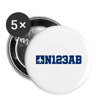 Custom Aviation - Flugzeug - Luffahrt - Pilot - Buttons groß 56 mm (5er Pack) - Weiß - Vorne