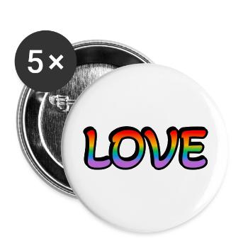 Retro Rainbow Love - Buttons large 2.2''/56 mm (5-pack) - white - Front