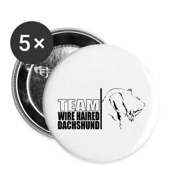 TEAM Teckel à poil dur chien chien Wilsigns - Lot de 5 grands badges (56 mm) - blanc - Devant
