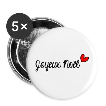 WEIHNACHTEN. FROHE WEIHNACHTEN. FROHE WEIHNACHTEN. WEIHNACHTSMANN - Buttons groß 56 mm (5er Pack) - Weiß - Vorne