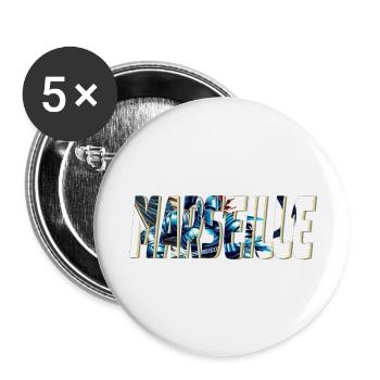 Marseille design stylisé BD - Lot de 5 grands badges (56 mm) - blanc - Devant