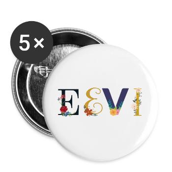 EEVI name decorated with flowers - Buttons large 2.2''/56 mm (5-pack) - white - Front