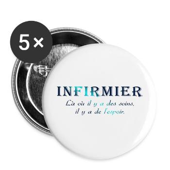 KRANKENSCHWESTER KRANKENSCHWESTER DOKTOR HUMOR DRÖLES L - Buttons groß 56 mm (5er Pack) - Weiß - Vorne