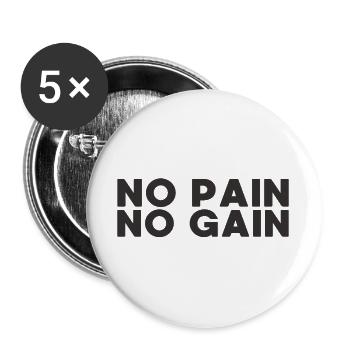 NO PAIN NO GAIN - Buttons large 2.2''/56 mm (5-pack) - white - Front