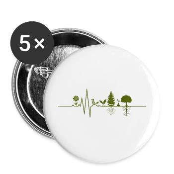 Natur - Herzschlag - Buttons groß 56 mm (5er Pack) - Weiß - Vorne