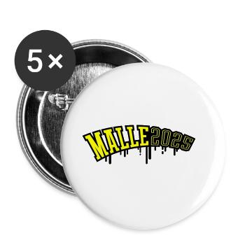 Malle 2025 - Buttons groß 56 mm (5er Pack) - Weiß - Vorne