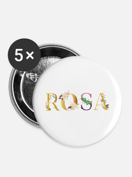 Rosa - Buttons groß 56 mm (5er Pack) - Weiß