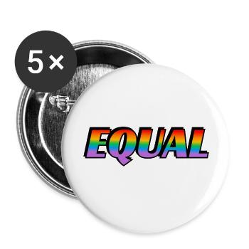 Regenbogen-Text EQUAL LGBT Pride Month - Buttons groß 56 mm (5er Pack) - Weiß - Vorne