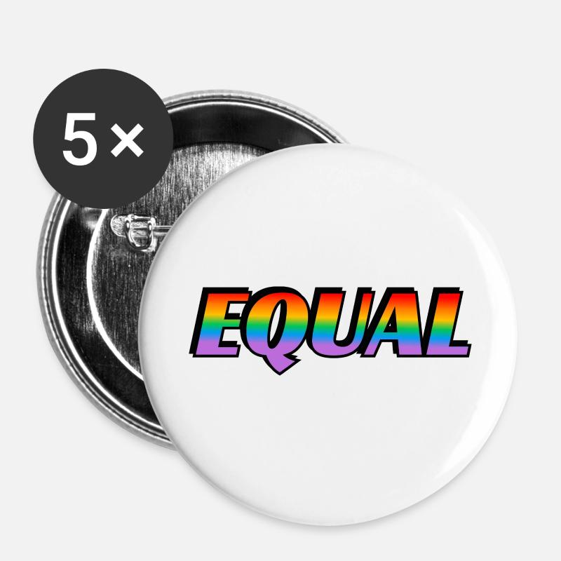 Rainbow text EQUAL LGBT Pride Month - Buttons large 2.2''/56 mm (5-pack) - white