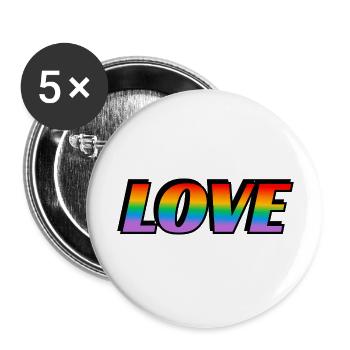 Rainbow text LOVE LGBT Pride Month - Buttons large 2.2''/56 mm (5-pack) - white - Front