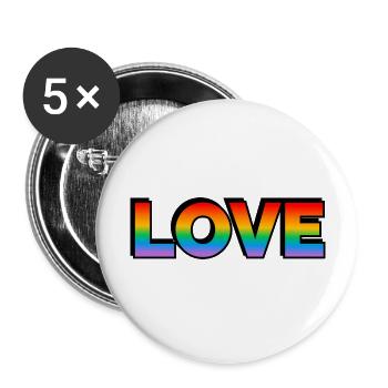 LOVE LGBT Pride Month rainbow text - Buttons large 2.2''/56 mm (5-pack) - white - Front