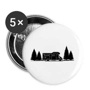 Shadow Camper im Wald mit Fichte - Buttons groß 56 mm (5er Pack) - Weiß - Vorne