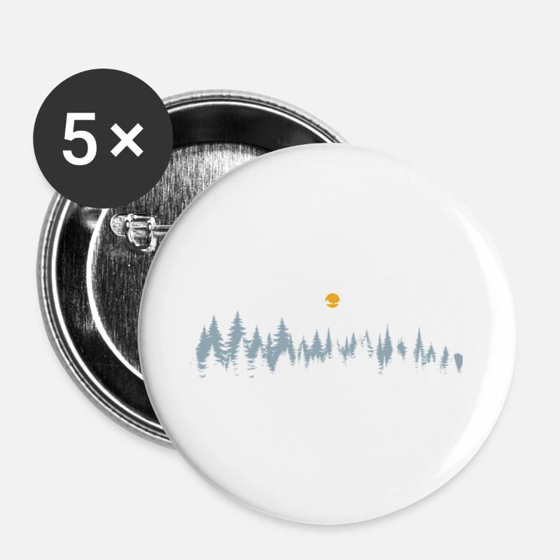 Moonlit Forest Bicycle Scene - Buttons large 2.2''/56 mm (5-pack) - white