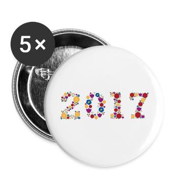 Fleurs 2017 - Lot de 5 grands badges (56 mm) - blanc - Devant