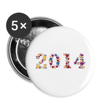 Fleurs 2014 - Lot de 5 grands badges (56 mm) - blanc - Devant
