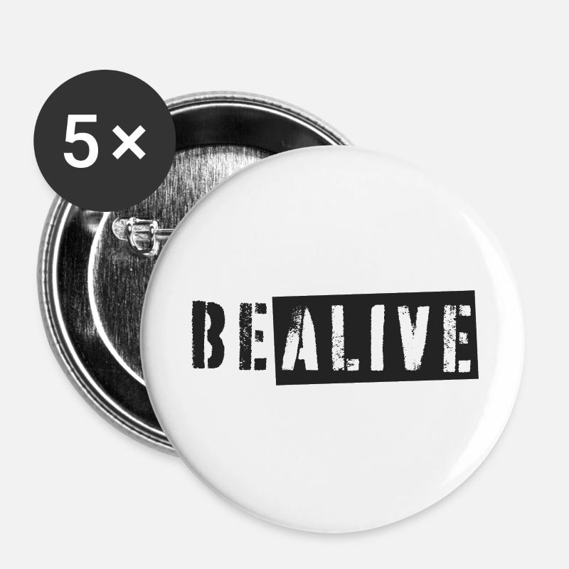 Be Alive - Buttons large 2.2''/56 mm (5-pack) - white