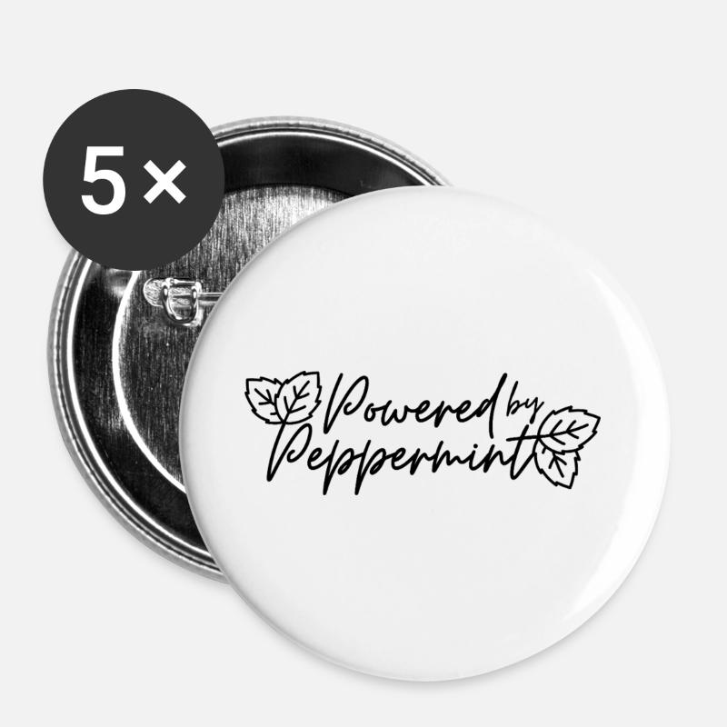 Powered by Peppermint - Buttons large 2.2''/56 mm (5-pack) - white
