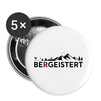 Bergeistert Motiv, Geschenk für Wanderer, Berge - Buttons groß 56 mm (5er Pack) - Weiß - Vorne