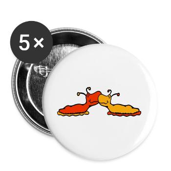 2 Schnecken Kuss Zwei Nacktschnecken Paar Liebe  - Buttons groß 56 mm (5er Pack) - Weiß - Vorne