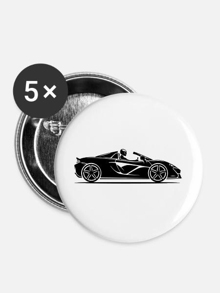 Auto Cabrio Symbol - Buttons groß 56 mm (5er Pack) - Weiß