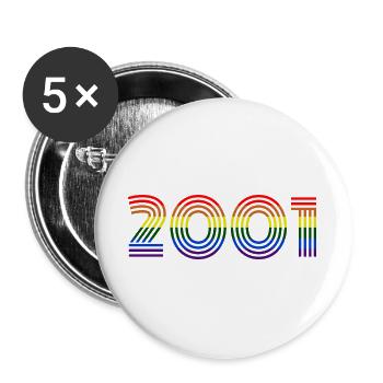 Retro Rainbow 2001 Design - Buttons large 2.2''/56 mm (5-pack) - white - Front