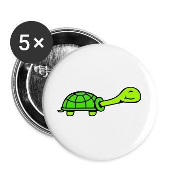 Schildkröte süß niedlich lächelt glücklich lustig - Buttons groß 56 mm (5er Pack) - Weiß - Vorne