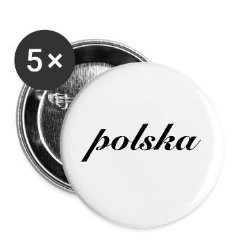 Polska Pologne Cadeau - Lot de 5 grands badges (56 mm) - blanc - Devant